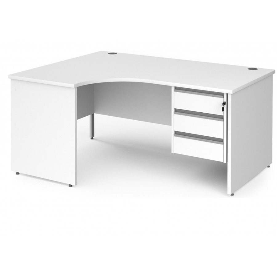 Harlow Panel End Ergonomic Desk with Three Drawer Pedestal